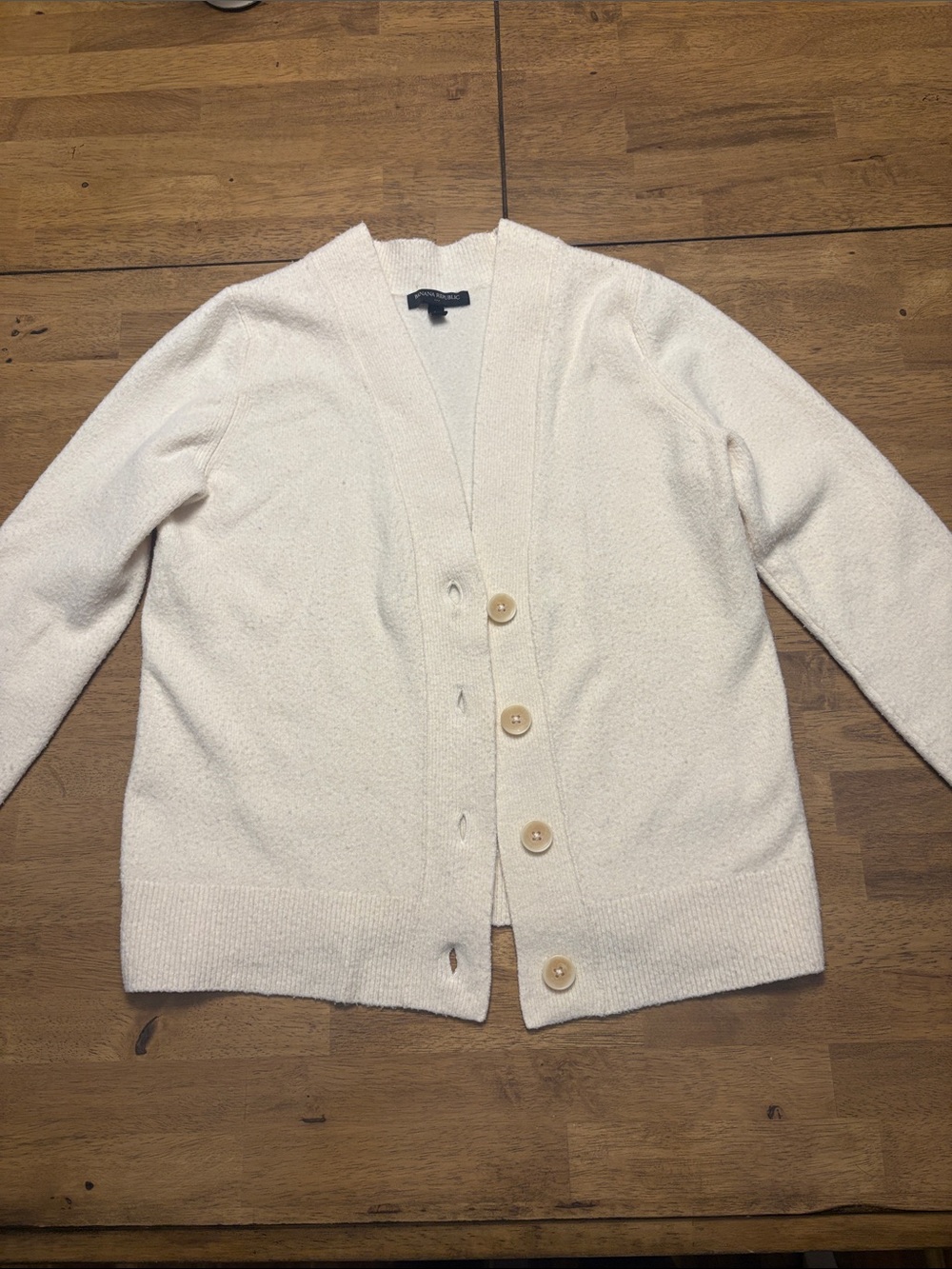Banana Republic Cream Button-Front V-Neck Cardigan